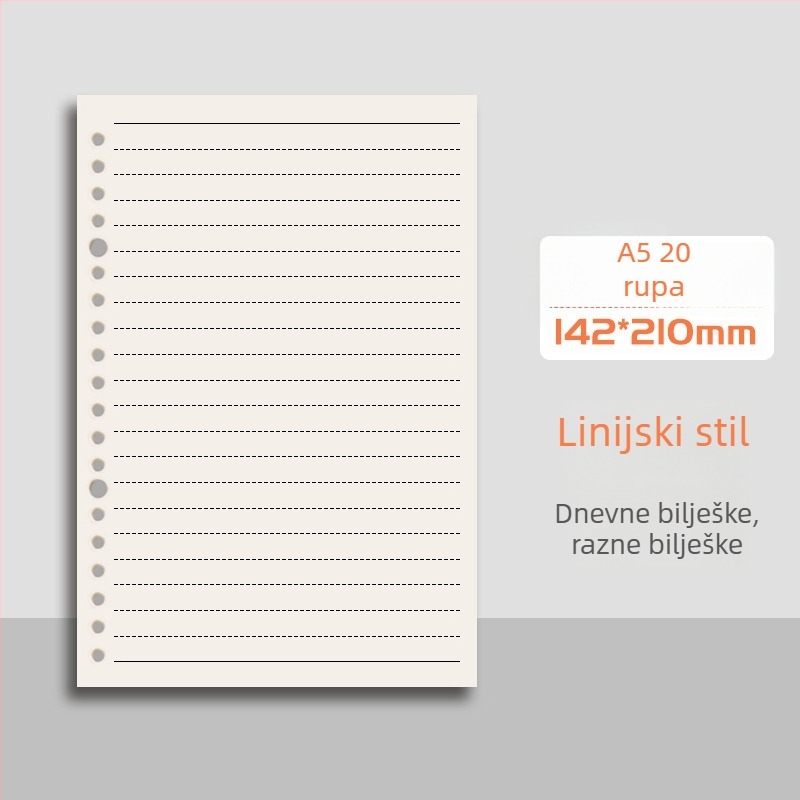 Mengjin bilježnica s odvojivim listovima, PP korica, papir 80 g, 50–100 stranica