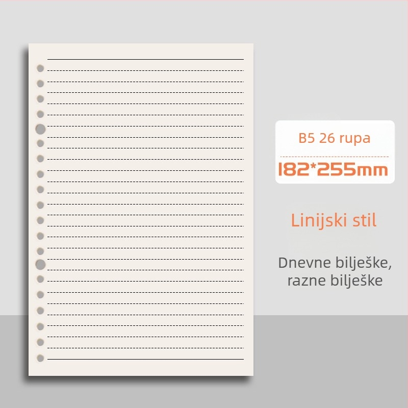 Mengjin bilježnica s odvojivim listovima, PP korica, papir 80 g, 50–100 stranica