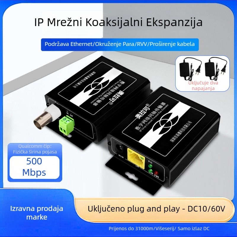 Video pretvarač — koaksijalni transmiter/ekstenzija za PLC mrežu lifta, 720p, Udaljeno buđenje nije podržano, Upravljanje napajanjem nije podržano, Model 705