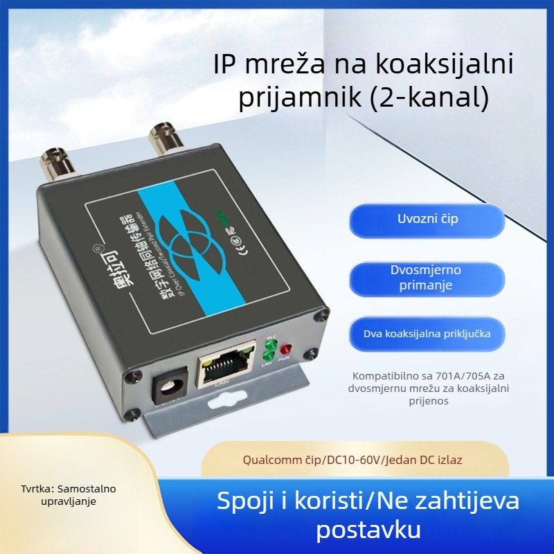 Video pretvarač — koaksijalni transmiter/ekstenzija za PLC mrežu lifta, 720p, Udaljeno buđenje nije podržano, Upravljanje napajanjem nije podržano, Model 705