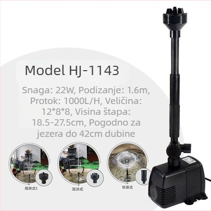 Podvodna pumpa za fontanu – plastična konstrukcija; namijenjena za fontanu; težina 1–2 kg; porijeklo Zhejiang.