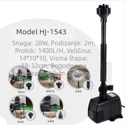 Podvodna pumpa za fontanu – plastična konstrukcija; namijenjena za fontanu; težina 1–2 kg; porijeklo Zhejiang.