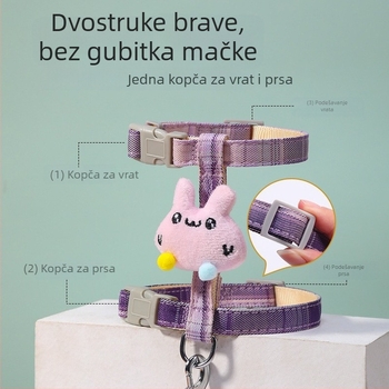 Mačji najlonski harnes s podesivim sigurnosnim povodcem