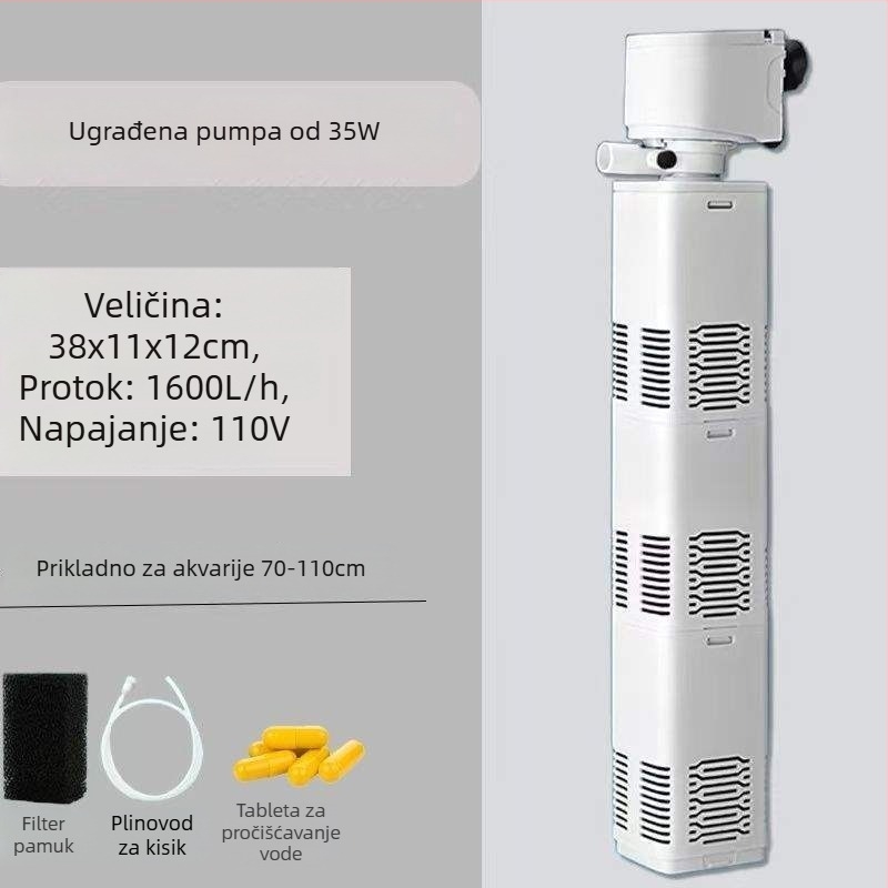 Akvarijska filtracijska i cirkulacijska sustav s ugrađenom pumpom za čišćenje izmeta, 3-u-1 oksigenacija, tiho djelovanje i odvajanje izmeta