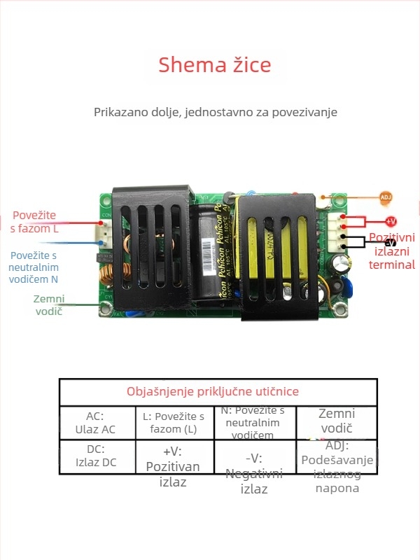 AC-DC modul napajanja, 120W, ulaz 220V, izlaz 24V, prekidački izvor, industrijska klasa, ugrađeni regulator