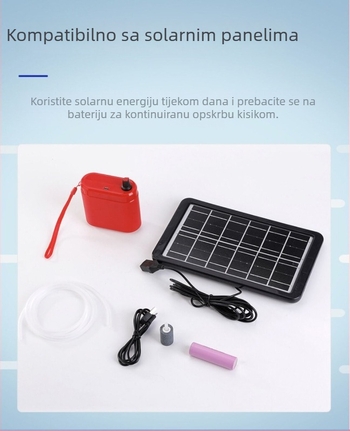 Prijenosna punjiva pumpa za kisik za akvarij, tiho djelovanje, USB prijenosna, ABS konstrukcija, 244 g