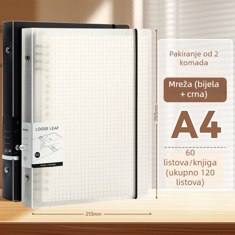 Bilježnica s listovima koji se mogu ukloniti, EVA omot, papir od sirove drvne pulpe 80 g, 50–100 stranica, jednostavan stil, zamjenjiva umetka