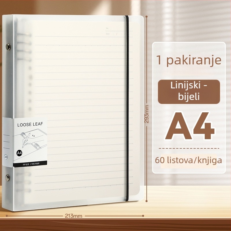 Bilježnica s listovima koji se mogu ukloniti, EVA omot, papir od sirove drvne pulpe 80 g, 50–100 stranica, jednostavan stil, zamjenjiva umetka