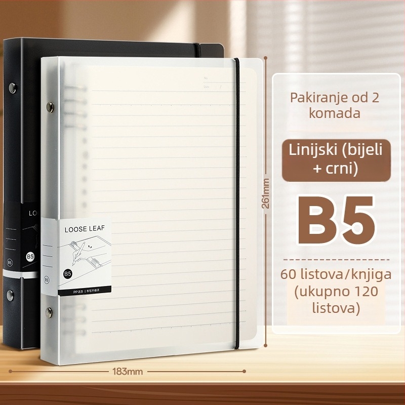 Bilježnica s listovima koji se mogu ukloniti, EVA omot, papir od sirove drvne pulpe 80 g, 50–100 stranica, jednostavan stil, zamjenjiva umetka