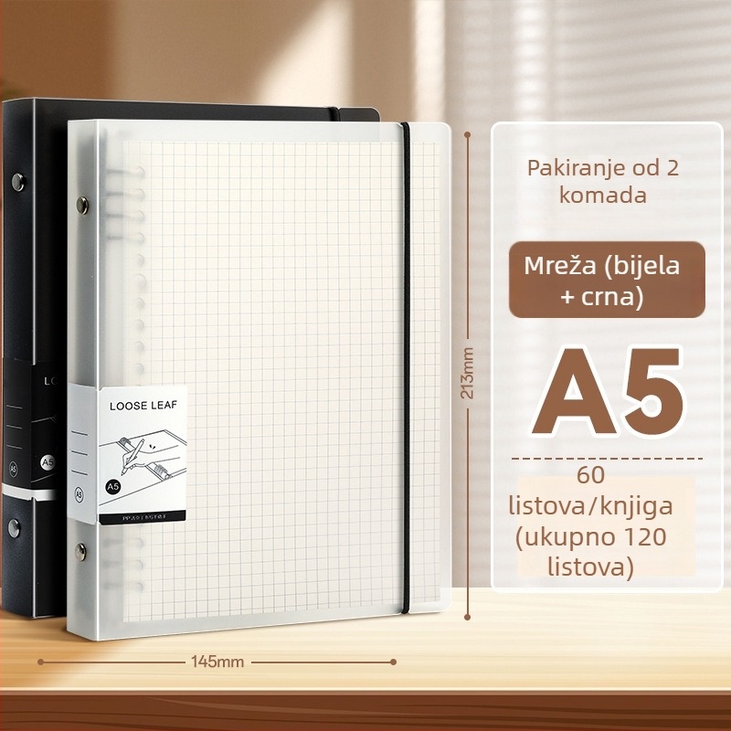 Bilježnica s listovima koji se mogu ukloniti, EVA omot, papir od sirove drvne pulpe 80 g, 50–100 stranica, jednostavan stil, zamjenjiva umetka