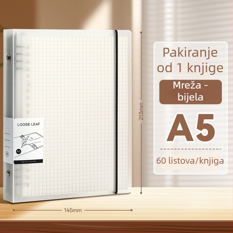 Bilježnica s listovima koji se mogu ukloniti, EVA omot, papir od sirove drvne pulpe 80 g, 50–100 stranica, jednostavan stil, zamjenjiva umetka
