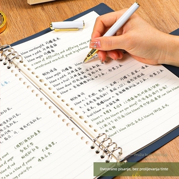 Prozirni bilježnica s razdvojenim listovima, meka kožna kućišta, odvojivi blok bilježnica, Dowling papir, 60 listova, 8 rupa