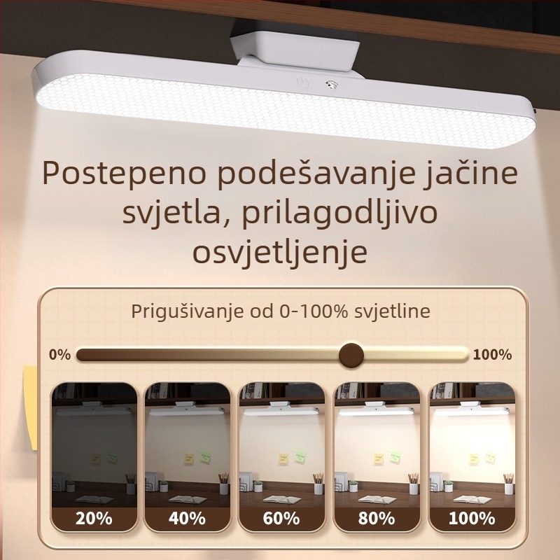 Stolna lampa s zaštitom očiju za učenike, akrilna noćna lampica, punjiva, dodirni prekidač, CRI ≥90