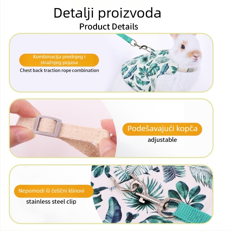Grudni pojas za mala kućna ljubimca u pastoralnom stilu s izvlačnim povodcem (Materijal: Poliester; Podrijetlo: Zhejiang; Značka: Wang Xingyu; Izvlačno: Da; Pakiranje: 240)