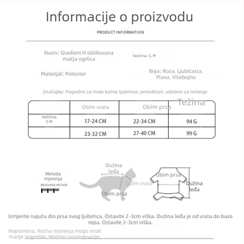 Set šetnica za mačku s I-oblikim harnessom, podesiv, poliester, LH marka