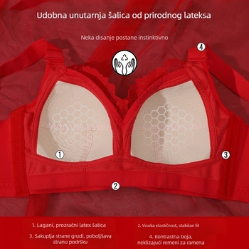 Vjenčani grudnjak s punim košaricama, ultra tanke latexno oblikovane košarice, glavni materijal najlon, spandex/Lycra smjesa, odvojive dvostruke naramenice, stražnji zatvarač s četiri reda kukica