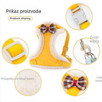 Mačja prsna harnica s fleece podstavom, vest stil, poliester, nije povlačna, LH