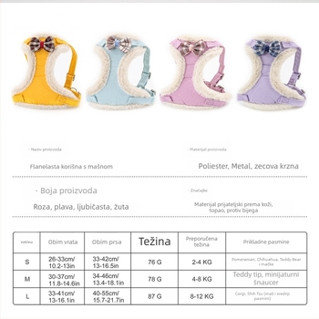 Mačja prsna harnica s fleece podstavom, vest stil, poliester, nije povlačna, LH