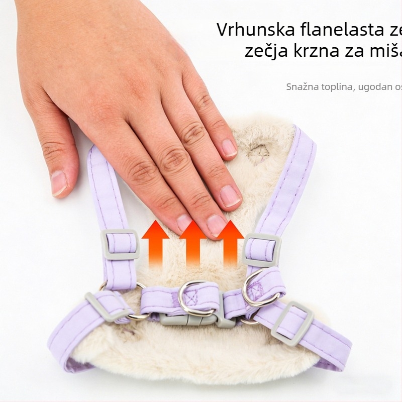 Mačja prsna harnica s fleece podstavom, vest stil, poliester, nije povlačna, LH