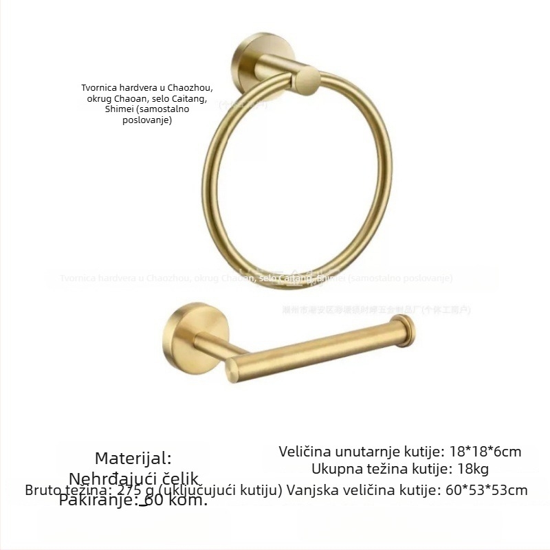 Set držač za ručnike i držač papirnatih ubrusa od nehrđajućeg čelika – nosivost 10 kg, površina finim poliranjem, moderni minimalistički stil