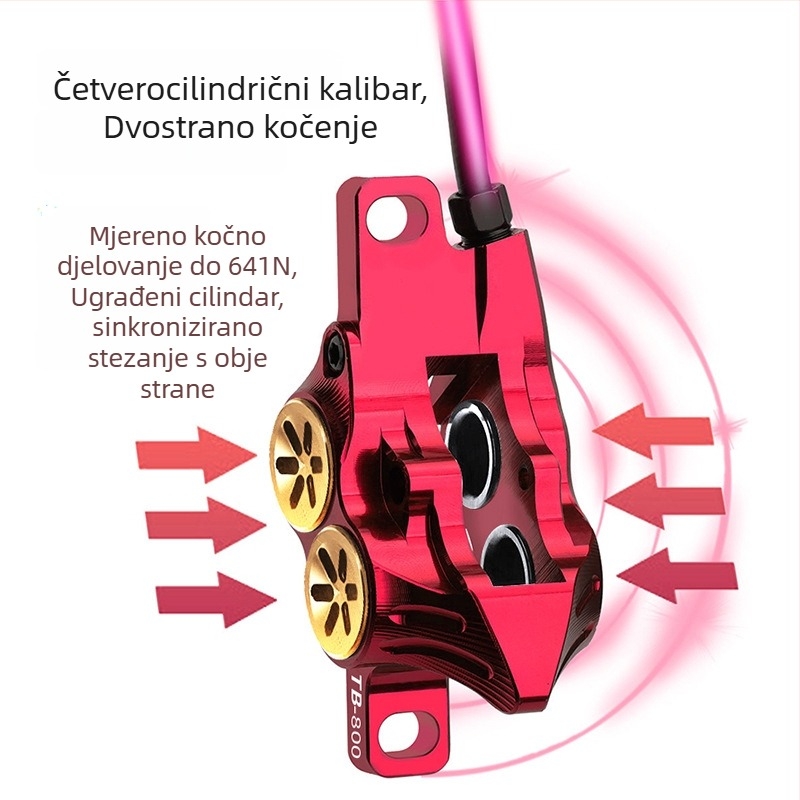 Tank TB800 Hidraulični četveropiston klip kaliper za planinske i cestovne bicikle, CNC-integriran, aluminijski