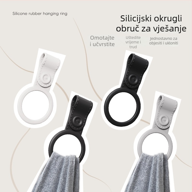 Prsten za ručnike - kružni silikonski prsten, podesiv, montaža bez bušenja, nosivost 1 kg
