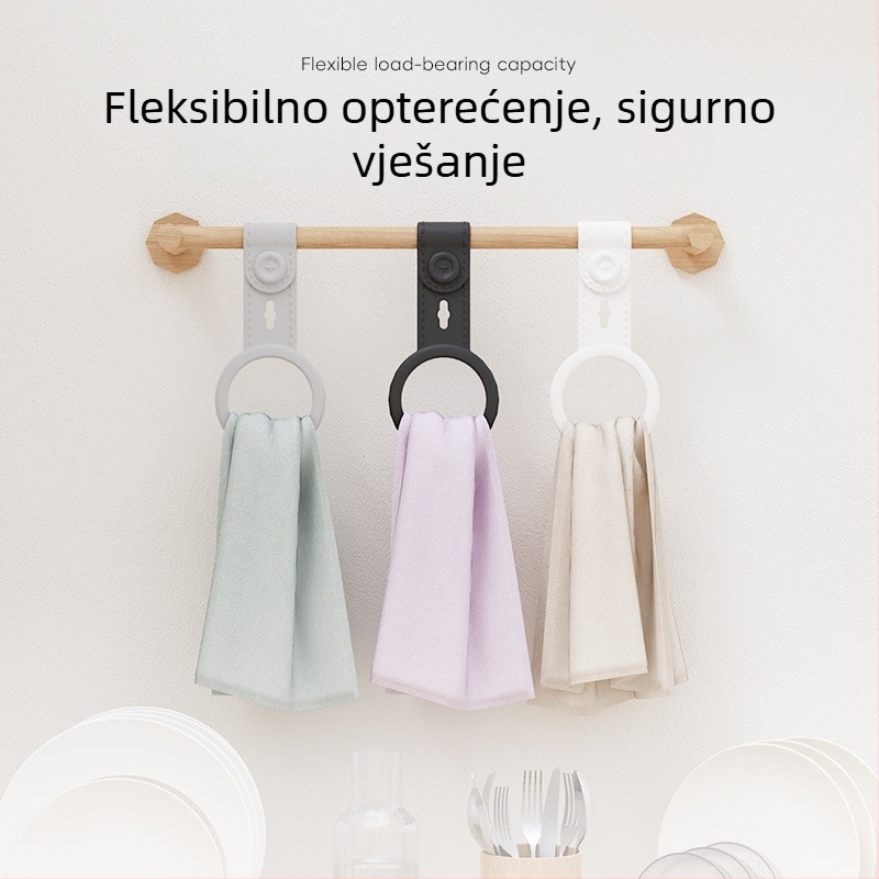 Prsten za ručnike - kružni silikonski prsten, podesiv, montaža bez bušenja, nosivost 1 kg