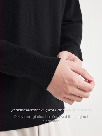 Muški vuneni džemper s poluturtnekom ovratnikom, dugi rukavi, fina mješavina vune s 30–35% vune i akrilna vlakna, ribasti rub