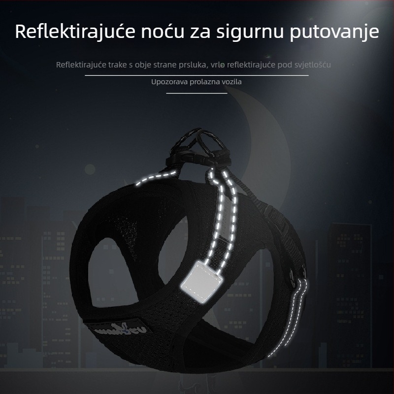 Automatski razvlačivi najlonski povodac za kućne ljubimce, svjetlećeg dizajna u stilu prsluka