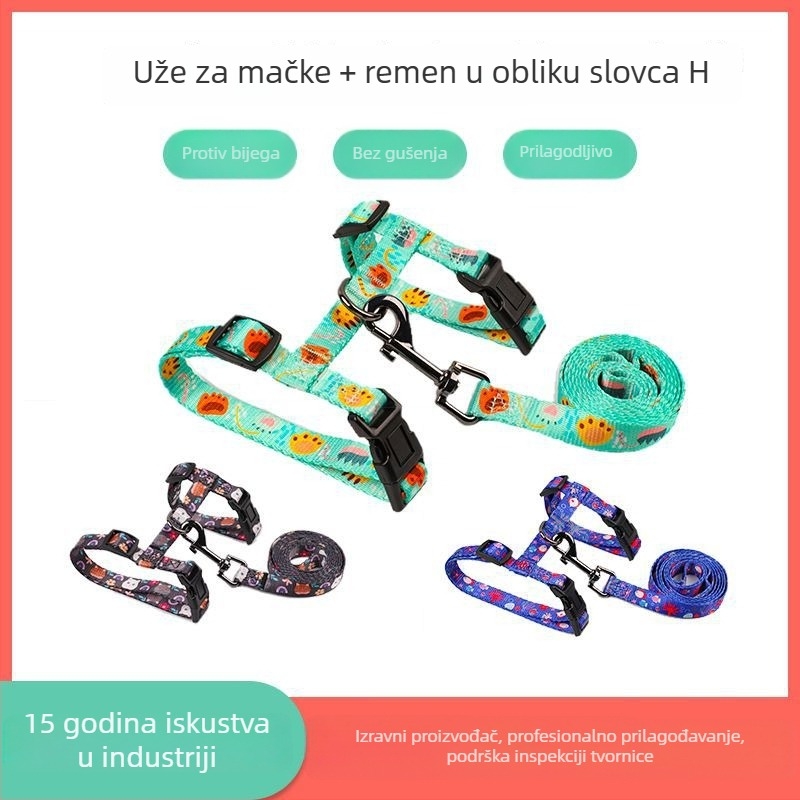 Set povodac za mačke, poliester, anti-prekid funkcija, 100 kom./kutija