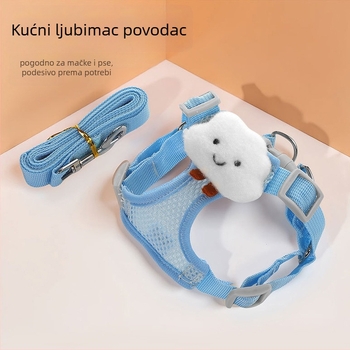 Mačji prsluk stil postroj od prozračnog materijala, s dizajnom protiv bijega i izvlačivim povodcem