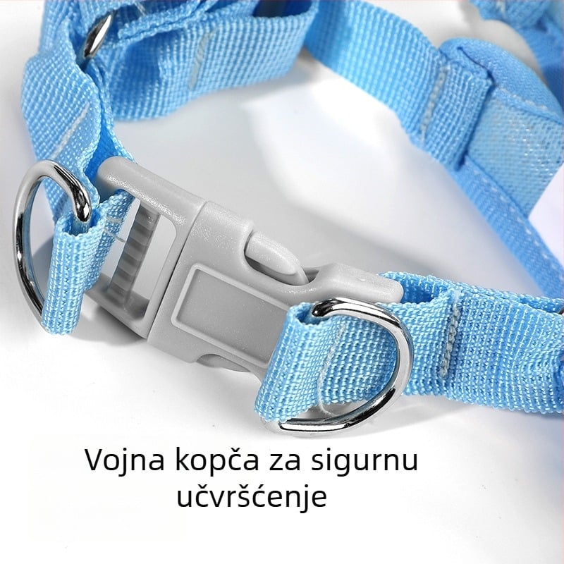 Mačji prsluk stil postroj od prozračnog materijala, s dizajnom protiv bijega i izvlačivim povodcem