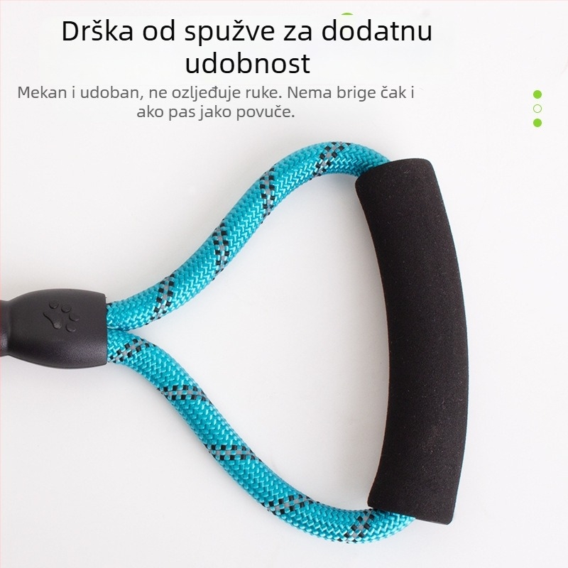 Povez za pse od pojačanog najlona, otporan na grizanje i reflektirajući, univerzalan za srednje i velike pasmine