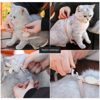 Set za mačku — I-oblik remena, dizajn protiv bijega, mačji motiv (Materijal: poliester; Marka: Neighbor kitten; Kategorija: remen i oprema za kućne ljubimce; Pakiranje: 200; Pogodno za: mačku)