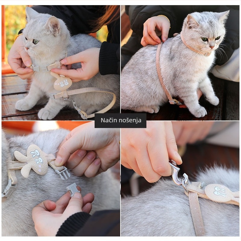 Set za mačku — I-oblik remena, dizajn protiv bijega, mačji motiv (Materijal: poliester; Marka: Neighbor kitten; Kategorija: remen i oprema za kućne ljubimce; Pakiranje: 200; Pogodno za: mačku)