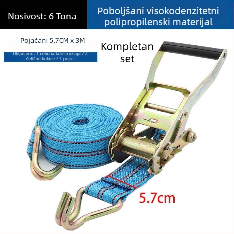 5-tona poliesterski remen za pričvršćivanje tereta s dvostrukim kukama i napinjačkim mehanizmom za automobil — Niu Baide Povezivanje pojasa