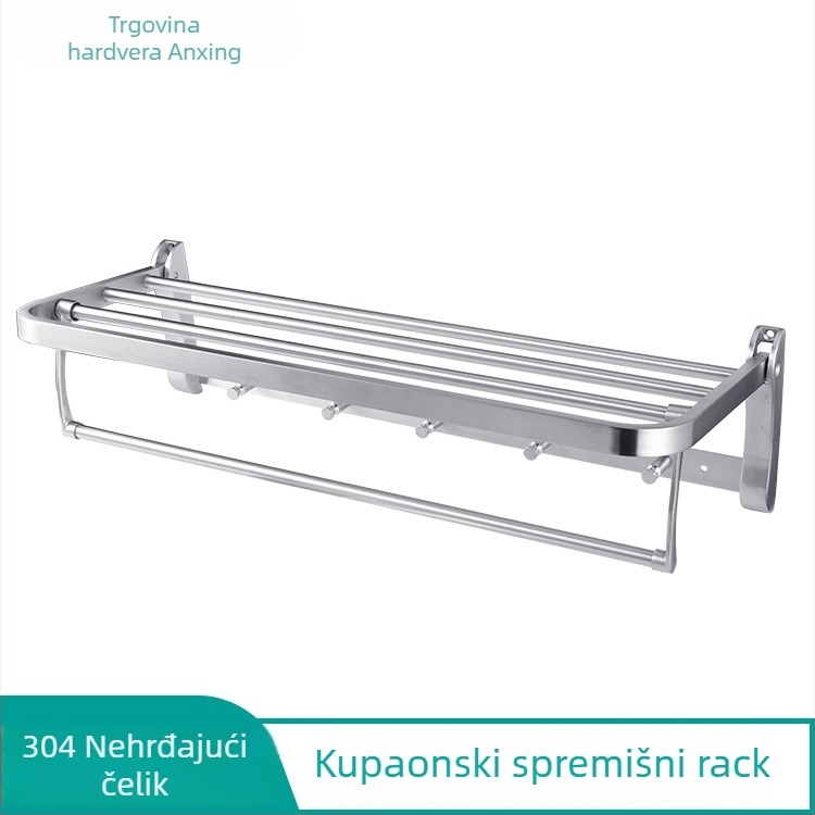 Držač ručnika u kupaonici od nehrđajućeg čelika – dvostruki sloj, 304 SS, nosivost 5 kg, polirani završni sloj
