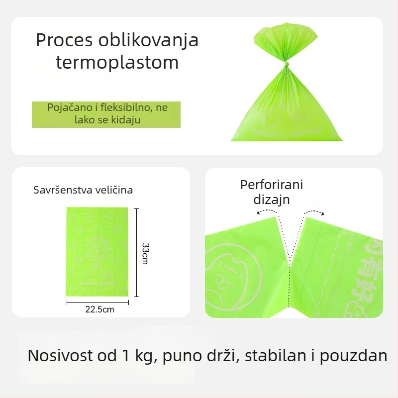 Biološki razgradive jednokratne vrećice za otpad kućnih ljubimaca u kontinuiranoj roli, za pse i mačke