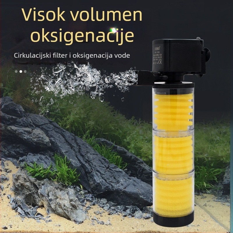Filter za akvarij tri u jedan s cirkulacijskom pumpom, ugrađena funkcija bez promjene vode, iznimno tiha oksigenacija, potopna pumpa