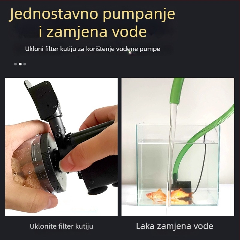 Filter za akvarij tri u jedan s cirkulacijskom pumpom, ugrađena funkcija bez promjene vode, iznimno tiha oksigenacija, potopna pumpa