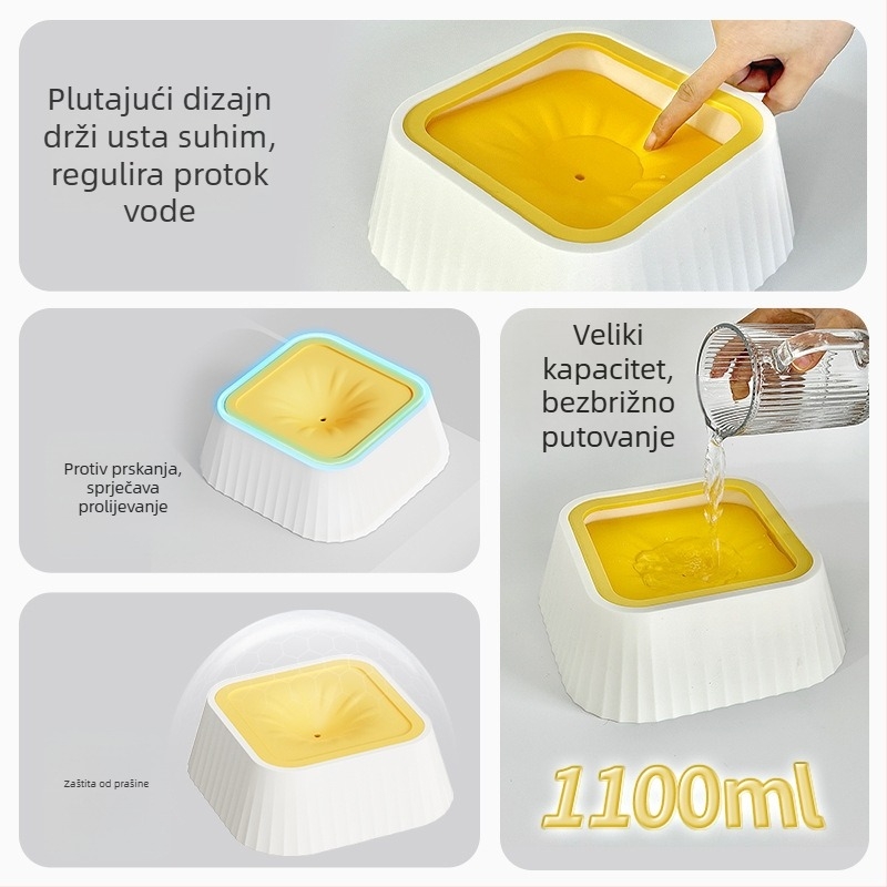 Plutajuća zdjela za vodu za pse i mačke, viseći dizajn, protiv prevrtanja, PP/HDPE materijal