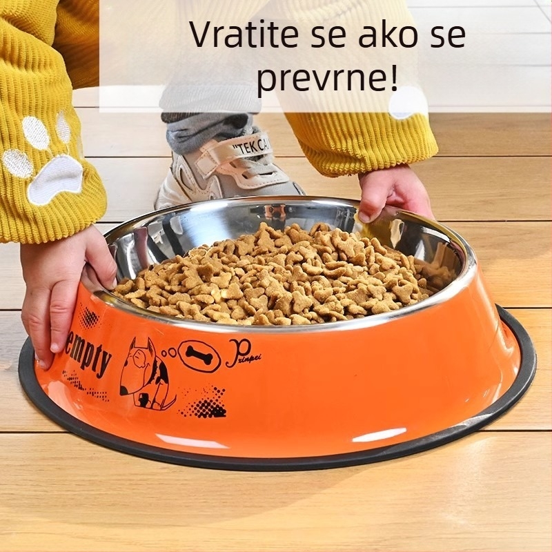 Hranilnik iz nehrđajućega čelika za mačke i pse, debeli, otporan na pad, sprječava prevrnutje