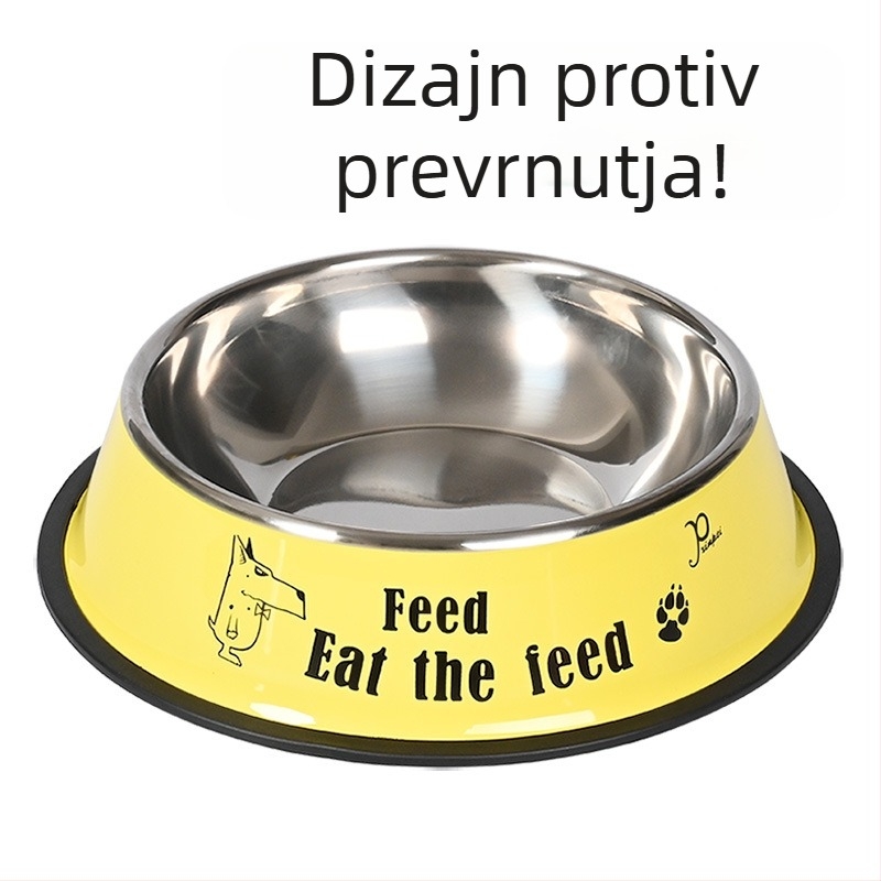 Hranilnik iz nehrđajućega čelika za mačke i pse, debeli, otporan na pad, sprječava prevrnutje