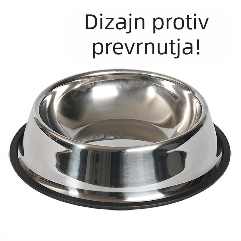 Hranilnik iz nehrđajućega čelika za mačke i pse, debeli, otporan na pad, sprječava prevrnutje
