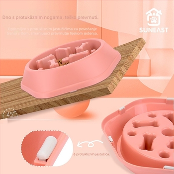 Posuda za psa za sporo hranjenje s zaštitom od udara i zadaha, materijal PP, marka Pet Slow Food Bowl, kutija 120 kom, veličina kutije 46×42×41 cm
