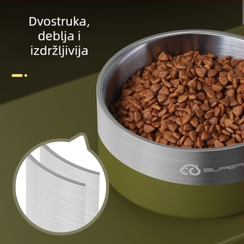 Posuda za kućne ljubimce od nehrđajućeg čelika 304 za mačke i pse – dvostruki sloj, protiv klizanja, za vodu i hranu
