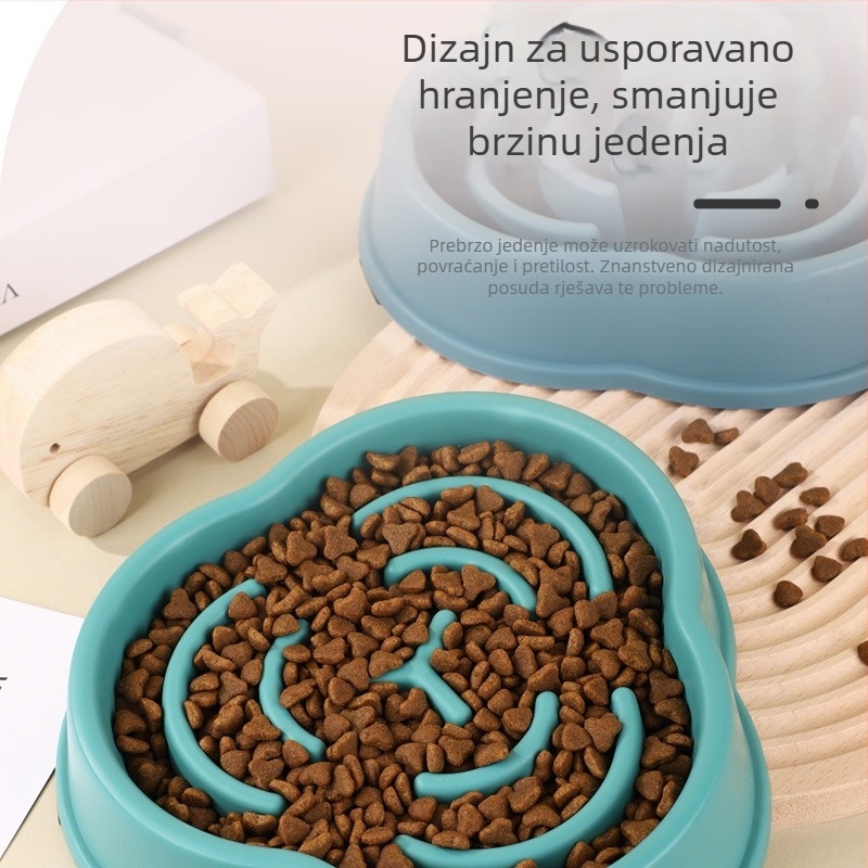Posuda za hranu mačaka sa sporim hranjem – protiv gušenja, protuklizna, edukativna zdravstvena posuda (materijal: PP)