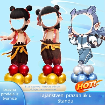 Dekor za rođendansku zabavu s Nezha, Ao Bing i Taiyi Zhenren figurama na KT pločama i balonima (Materijal: plastika; Uvoz: Ne; IP ovlaštenje: Ne; Namijenjeno sportskim događanjima)