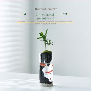 Hidroponski stakleni terarij u bočici, uspravna cijev, ručno puhano staklo, moderni minimalistički stil