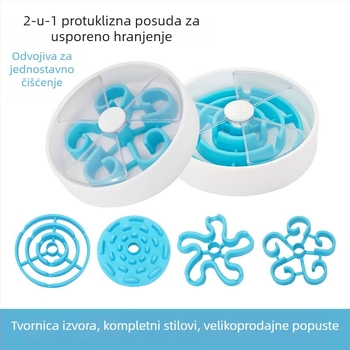 Yi Chong posuda za sporo hranjenje kućnih ljubimaca, protiv gušenja, odvojiva i periva zdjela za lizanje psa, trening igra, PP+ABS